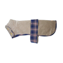 Cargar imagen en el visor de la galería, Capa Dachshund cotelé beige &amp; escocés - Perros Unidos
