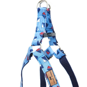 Collar + arnés + correa azul vela - Perros Unidos