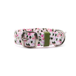 Collar + Arnés + Correa flores rosa & musgo - Perros Unidos