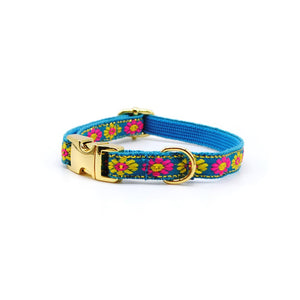 Collar broche dorado gato calipso flores amarillas - Perros Unidos