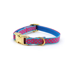 Cargar imagen en el visor de la galería, Collar broche dorado gato fucsia puntos - Perros Unidos