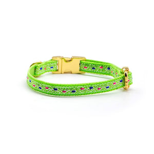 Collar broche dorado gato hojas verde - Perros Unidos