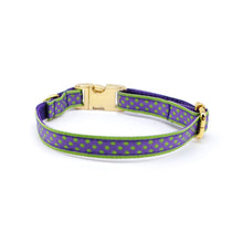 Cargar imagen en el visor de la galería, Collar broche dorado gato morado puntos - Perros Unidos