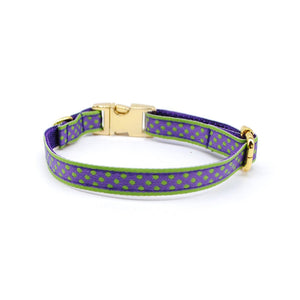 Collar broche dorado gato morado puntos - Perros Unidos