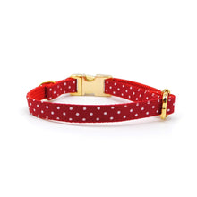 Cargar imagen en el visor de la galería, Collar broche dorado gato puntos rojo - Perros Unidos