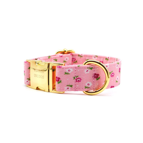 Collar broche flores rosado - Perros Unidos