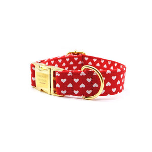 Collar broche mini corazones rojo - Perros Unidos