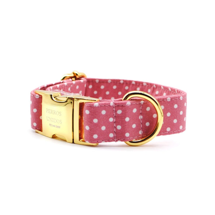 Collar broche rosa oscuro puntos - Perros Unidos