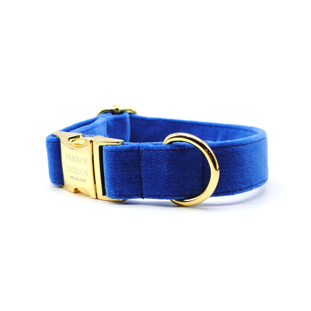 Collar broche velvet azul Francia - Perros Unidos