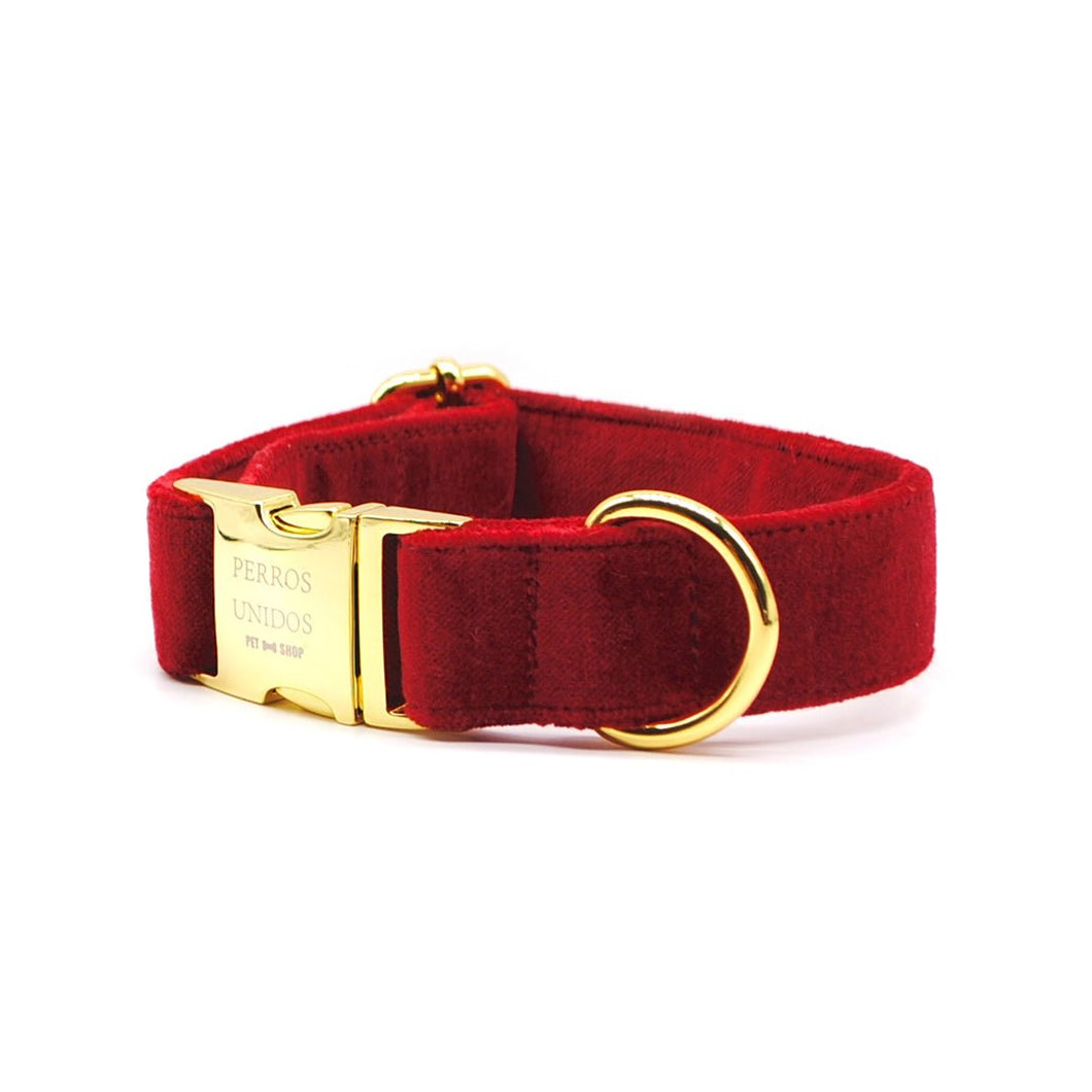 Collar broche velvet rojo - Perros Unidos