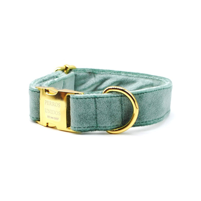 Collar broche velvet verde agua - Perros Unidos