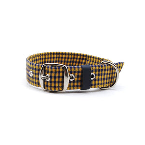 Collar cuadrillé azul & mostaza - Perros Unidos