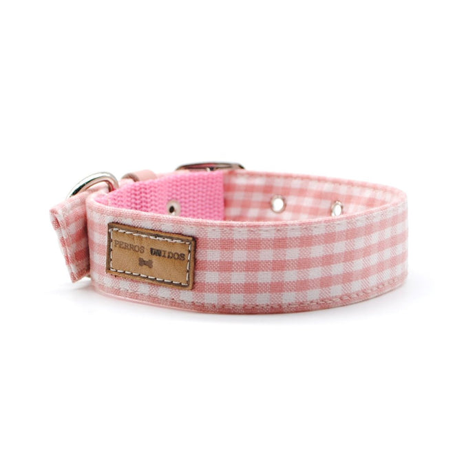 Collar cuadrillé mediano rosado - Perros Unidos