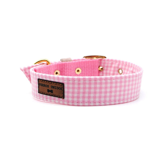 Collar cuadrillé rosado - Perros Unidos