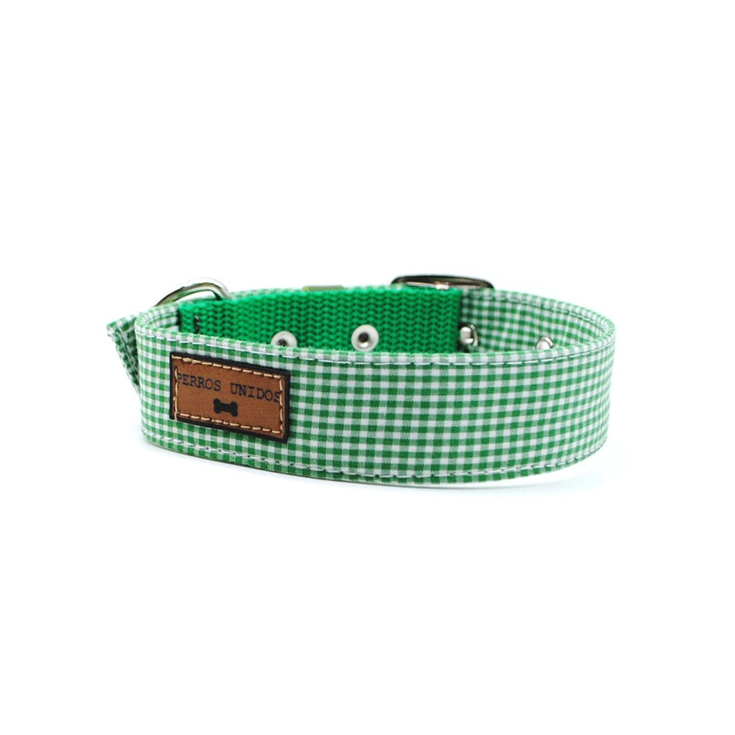 Collar cuadrillé verde - Perros Unidos