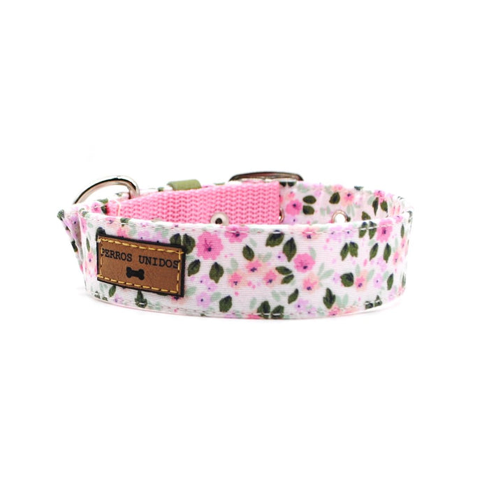 Collar flores rosa & musgo - Perros Unidos