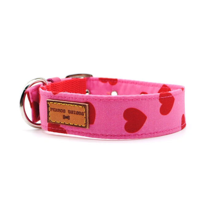 Collar fucsia corazones - Perros Unidos