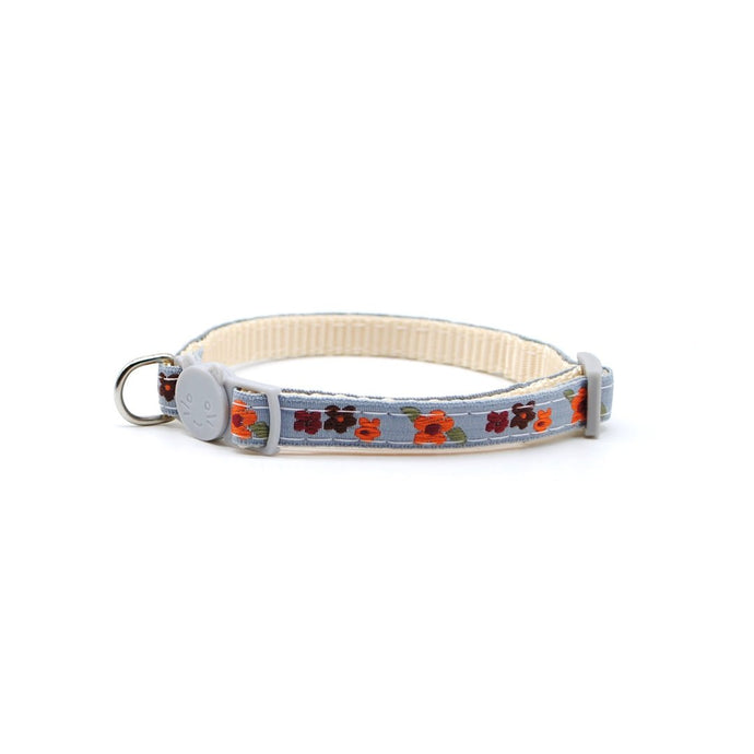 Collar gato broche antiahorque flores naranjas - Perros Unidos