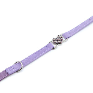 Collar gato corazón strass morado - Perros Unidos