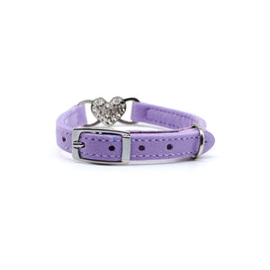 Collar gato corazón strass morado - Perros Unidos