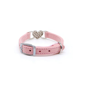 Collar gato corazón strass rosado - Perros Unidos