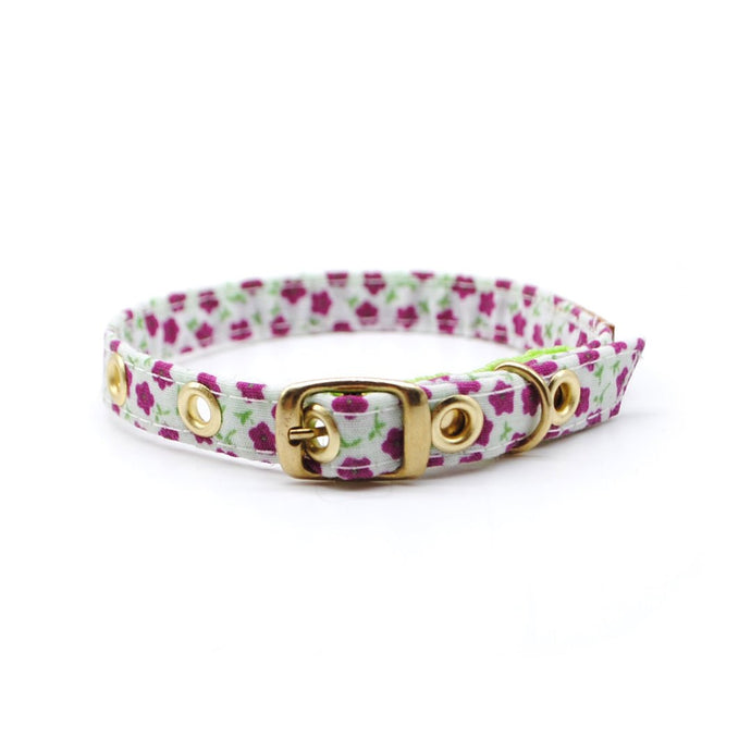 Collar gato flores magenta - Perros Unidos