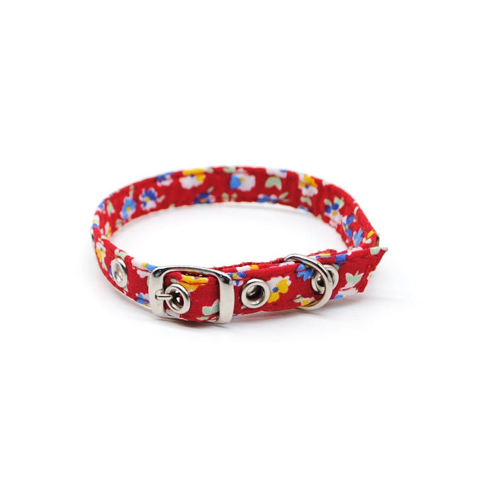 Collar gato rojo floreado - Perros Unidos