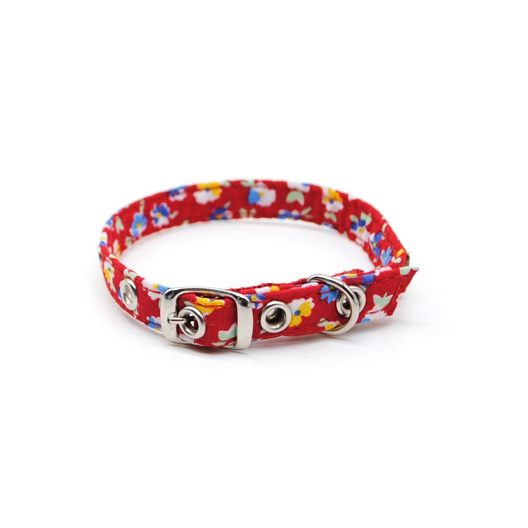 Collar gato rojo floreado - Perros Unidos