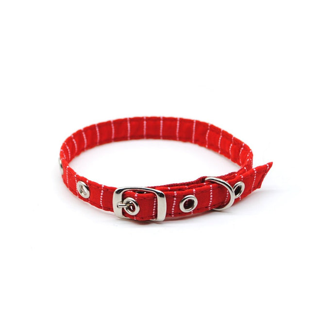 Collar gato rojo rayas blancas - Perros Unidos