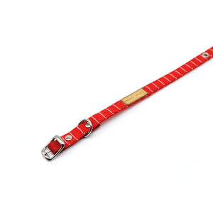 Collar gato rojo rayas blancas - Perros Unidos