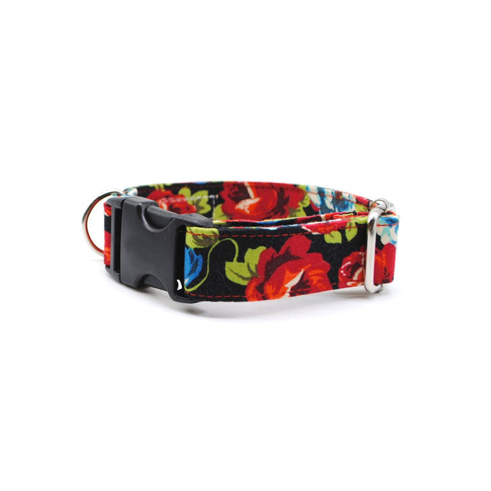 Collar negro floreado - Perros Unidos