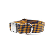 Cargar imagen en el visor de la galería, Collar perro broche cuadrillé azul &amp; mostaza - Perros Unidos