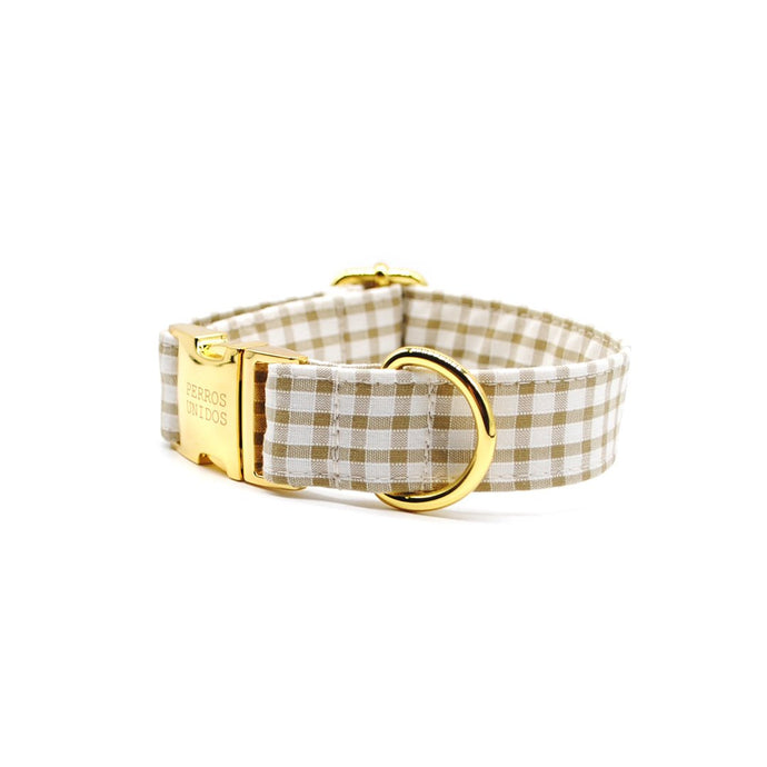 Collar perro broche cuadrillé beige - Perros Unidos