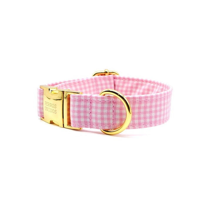 Collar perro broche cuadrillé rosado - Perros Unidos