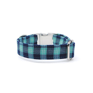 Collar perro broche cuadros azul & calipso - Perros Unidos