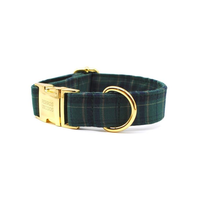 Collar perro broche escocés verde - Perros Unidos