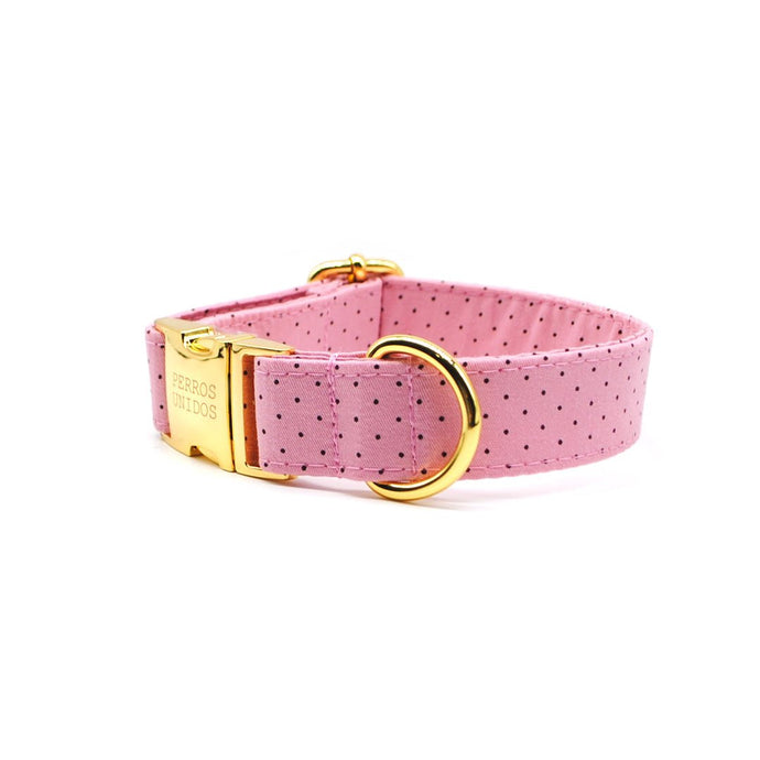 Collar perro broche puntos palo rosa - Perros Unidos