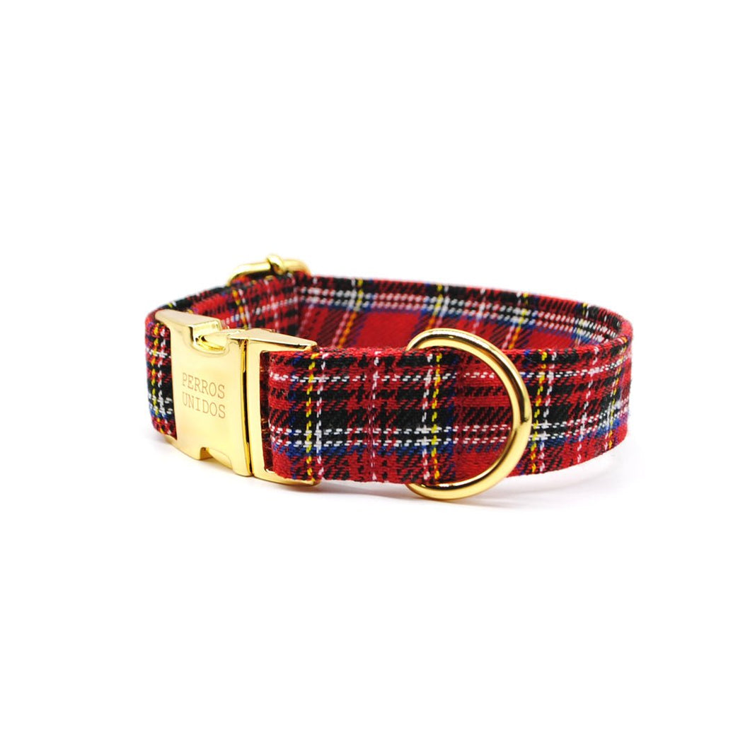 Collar perro broche tartán rojo - Perros Unidos
