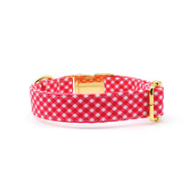 Cargar imagen en el visor de la galería, Collar perro broche vichy rojo - Perros Unidos