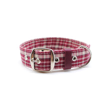 Cargar imagen en el visor de la galería, Collar perro cuadrillé rojo italiano