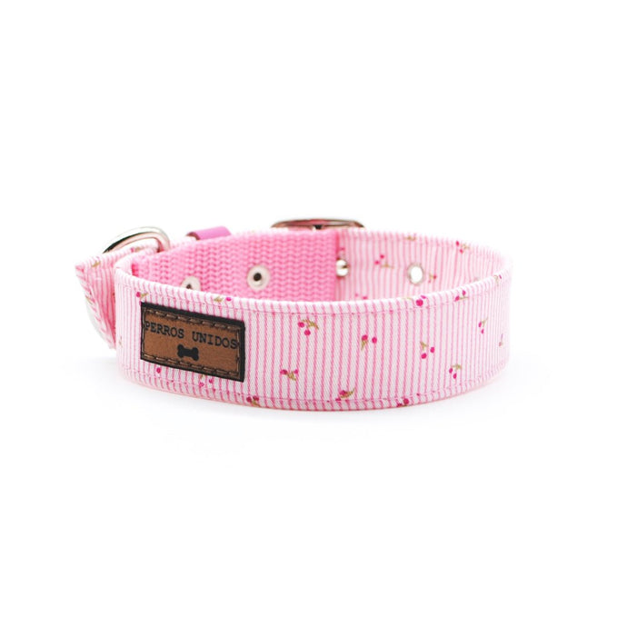 Collar rayas rosadas cerezas - Perros Unidos