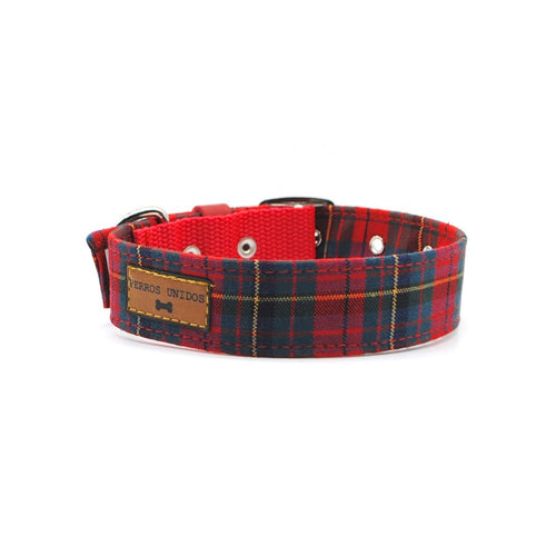 Collar tartán rojo & verde - Perros Unidos