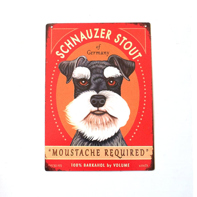 Letrero latón vintage Schnauzer rojo - Perros Unidos