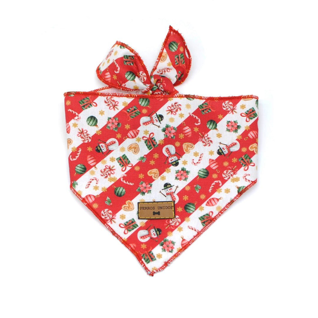 Pañoleta navidad franjas rojas - Perros Unidos