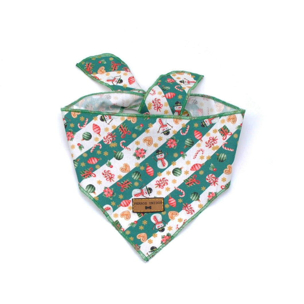 Pañoleta navidad franjas verdes - Perros Unidos