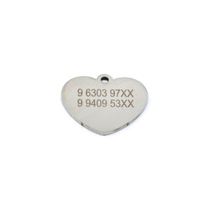 Placa identificación corazón plateada - Perros Unidos