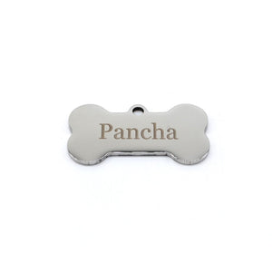 Placa identificación hueso plateada - Perros Unidos