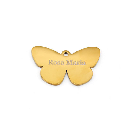 Placa identificación mariposa dorada - Perros Unidos