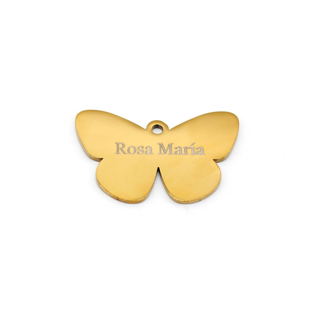 Placa identificación mariposa dorada - Perros Unidos