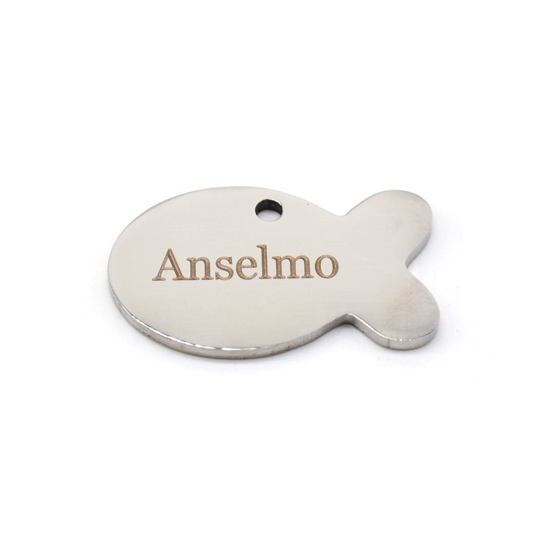 Placa identificación pez plateada - Perros Unidos